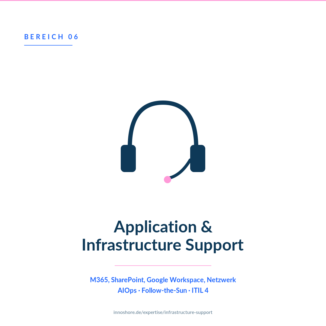 InnoShore Expertise Application- und Infrastructure-Support für den DACH-Mittelstand — sechs Senior-Rollen für Modern Workplace, AIOps.